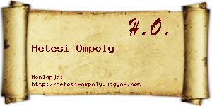Hetesi Ompoly névjegykártya